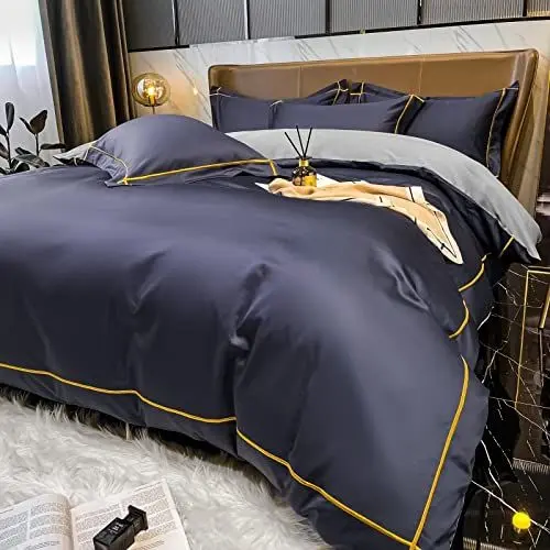 Produktbild: DUNSBY Bed Sheet Set 180X200 Cotton, 4-teiliges Set aus langstapeliger Baumwolle, 160 Stück, Bettwäsche aus Reiner Baumwolle, C, 180 cm Spannbettlaken,Bettwäscheset
