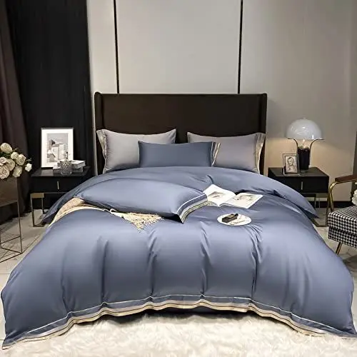 Produktbild: DUNSBY Bed Sheet Set 180X200 Cotton, 4-teiliges Set aus langstapeliger Baumwolle mit Fadenzahl 160, Bettwäsche aus Reiner Baumwolle, 4.180 cm Bettlaken,Bettwäscheset