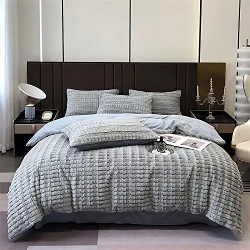 Produktbild: DUNSBY Bed Sheet Set 180X200 Cotton, Vierteiliges Set aus Milchvlies, Waffel-Bettlaken und Bettbezug-Spannbettlaken, Spannbettlaken 19.150 cm,Bettwäscheset