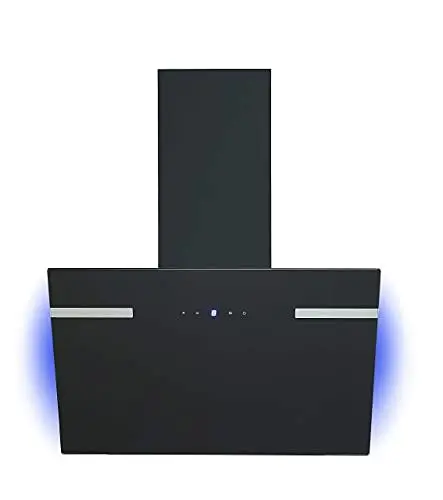 Produktbild: Dunstabzugshaube 60 cm kopffreie Schräghaube schwarz Glas Touch LED Respekta