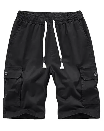 Produktbild: DUOLUVA Cargohose Männer Kurz Cargo Shorts Herren Sommerhosen Mens 1/2 Schwarz M Größe 32