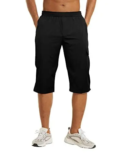 Produktbild: DUOLUVA Cargo Hose Männer Outdoor Wanderhose Herren Arbeitshose Dreiviertel 3/4 Hose Schwarz XL