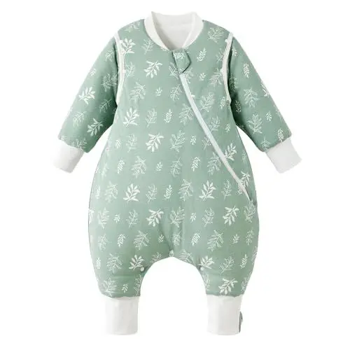 Produktbild: Duomiaomiao Baby Schlafsack mit füßen, Winter mit füßen,100% Baumwolle Schlafsack Baby, Baby Jungen 3.5 tog mit Schlafsack, Cartoon-Laub,Atmungsaktiv (70-80)