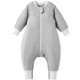 Produktbild: Duomiaomiao Schlafsack mit füßen 1.5 tog, Ganzjahres Schlafsack Baby Baumwolle, Schlafsack mit Beinen, Baby Schlafsack mit füß ganzjahres Unisex(85/Hellgrau)