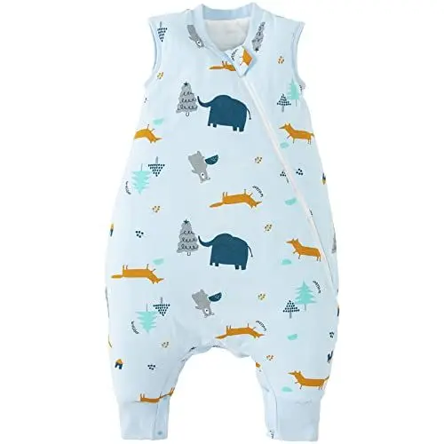 Produktbild: Duomiaomiao Schlafsack mit füßen, Schlafsack mit füßen ganzjahres, 100% Baumwolle Schlafsack Baby, Schlafsack mit füße 1.5 Tog, Schlafsack mit Beinen für Jungen und Mädchen