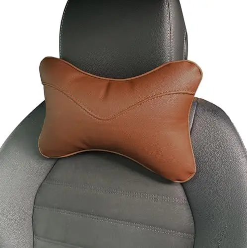 Produktbild: duoyif Auto Kopfstütze, Auto-Nackenkissen Aus Leder Und Baumwolle, Nackenstütze Auto Abnehmbar, Bequem Kopfstütze Auto Leder Nackenkissen Für Autositze Spielstühle Bürositze Sportsitze (Braun)