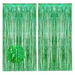 Produktbild: duoyif Lametta Vorhang Glitzer Deko Ostern Grün Party Deko Hintergrund Schimmer Metallic Tinsel Vorhänge Für Ostern St. Patrick's Day Weihnachten Party Geburtstage Festivals 2Stücke 1x2,5m (Grün)