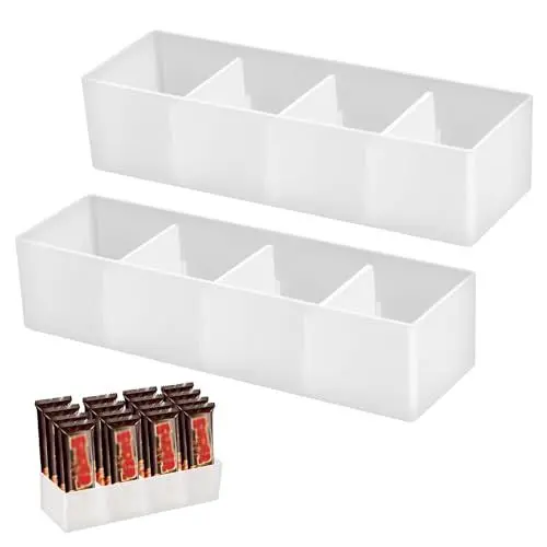 Produktbild: duozoanz 2 Stück Snacks Box Snack Organizer Organizer Schublade Küche Aufbewahrungsboxen mit Herausnehmbare Trennwände für Teebeutel SüßIgkeiten Snack, Transparent