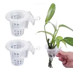 Produktbild: duozoanz Aquarium Hängepflanzenhalter Pflanzenhalter Plant Cup - Pflanzenbecher mit Haken für Aquaponische Pflanzenanbau Landschaft Pflanzen Aquascape Dekoration Wasser Pflanzen, 2 Stück