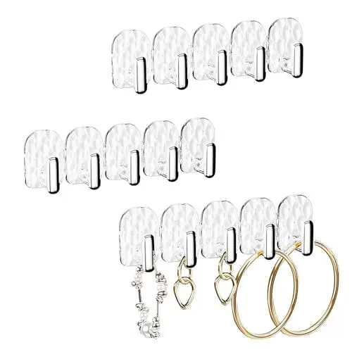 Produktbild: duozoanz Ketten Halterung Schmuck, Hängend Kettenständer Selbstklebender Kettenhalter Schmuckständer mit 15 Haken für Necklace Kette Ohrringe Jewelry Halskette