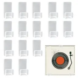 Produktbild: duozoanz Schallplatten Halter Wand, 15er Set Vinyl Records Wandhalterung Ohne Bohren Schallplattenständer Acryl Wandregal Rahmen für Vinyl Records LP CD, Transparent