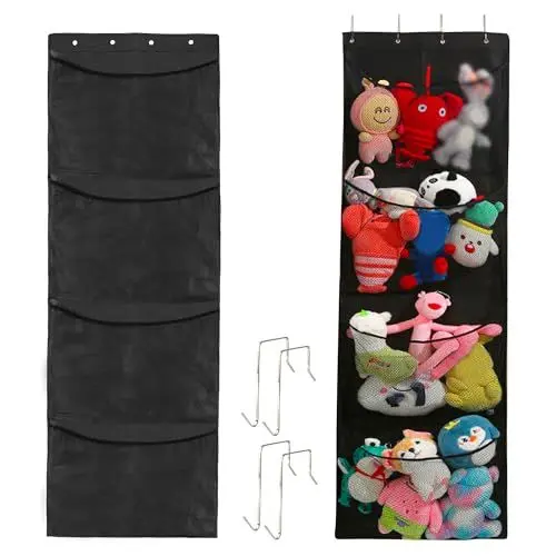 Produktbild: duozoanz Türorganizer Hängeaufbewahrung Tür, Schranktür Organizer tür Aufbewahrung Türregal zum Einhängen mit 4 Taschen für Spielzeug Kosmetik Kleinigkeiten, 58 * 166cm