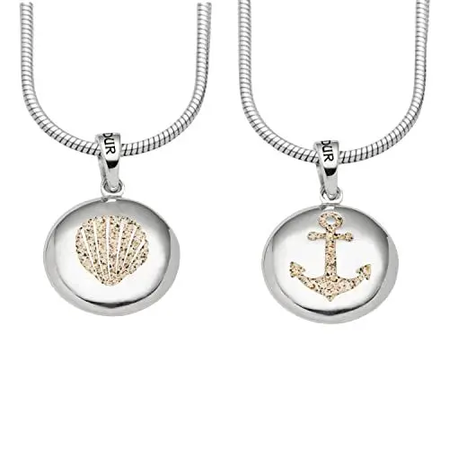 Produktbild: DUR Schmuck Anhänger ANKER/MUSCHEL Ellipse, Strandsand, Silber 925/- rhodiniert (P4134) beidseitig tragbar