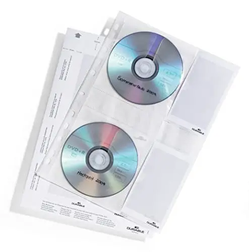 Produktbild: Durable CD/DVD-Hüllen (A4 mit Schutzvlies für 4 CDs/DVDs, aus PP) Beutel à 5 Stück, transparent, 522219