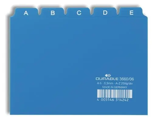 Produktbild: Durable Leitregister A - Z, A6 quer, 1 Stück, blau, 366006