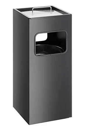 Produktbild: Durable Papierkorb Metall mit Ascher, entnehmbarer Inneneimer und Ascher, eckig, schwarz, 333101