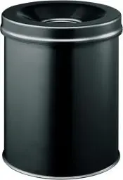 Produktbild: Durable Papierkorb Safe rund, selbstlöschender Deckel, 15 Liter, schwarz, 330501