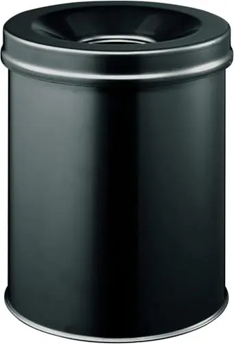 Produktbild: Durable Papierkorb Safe rund, selbstlöschender Deckel, 15 Liter, schwarz, 330501