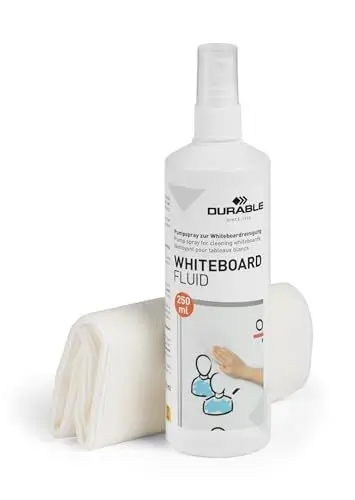 Produktbild: Durable Whiteboard Reinigungsset mit 250 ml Pumpspray und 1 Mikrofasertuch 25 x 25 cm, 583300