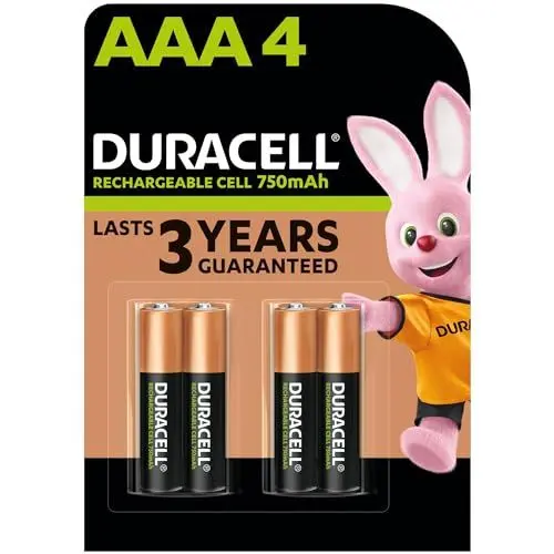 Produktbild: Duracell Akku AAA, wiederaufladbare Batterien AAA, 4 Stück, 1000 Aufladungen, langanhaltende Power, vorgeladen