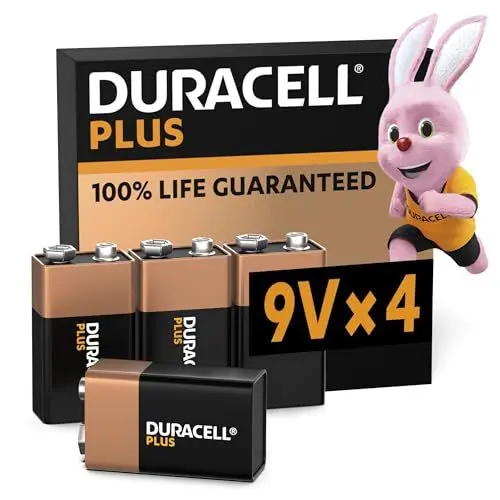 Produktbild: Duracell Plus 9V Blockbatterie, 4 Stück, 9 Volt Batterie ideal für Rauchmelder, Feuermelder