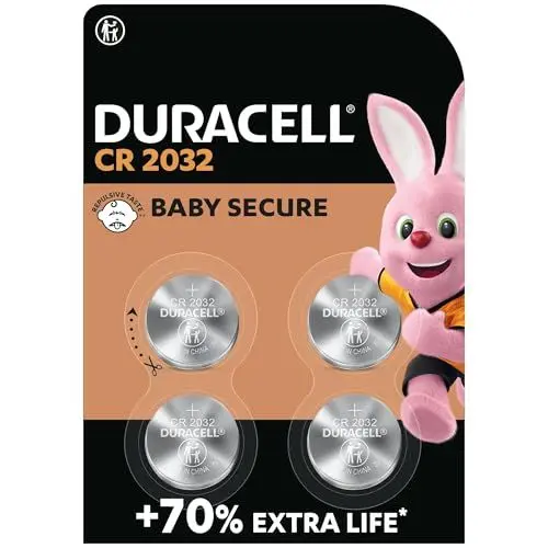 Produktbild: Duracell CR2032 Knopfzellen, CR 2032 Lithium Knopfzelle 3 V (4 Stück), ideal für z.B. Autoschlüssel, Waagen, Fitnesstracker, medizinische Geräte