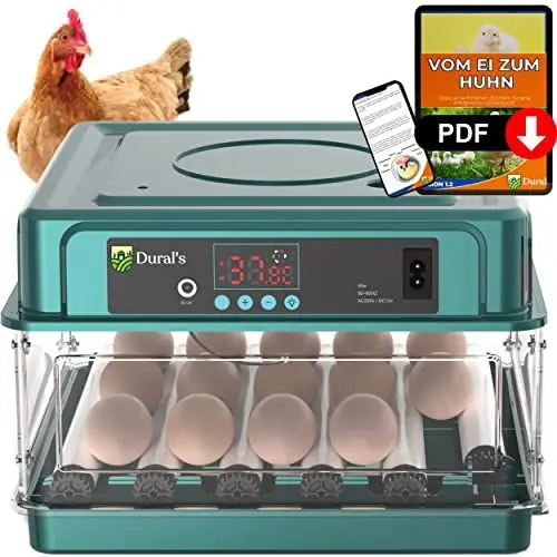 Produktbild: Dural's© | Brutmaschine Vollautomatisch | für 16 Eier | Automatischer Temperatur und Wende-Eierbrutkasten | CE-zertifizierter Brutkasten + EBOOK in DEUTSCH