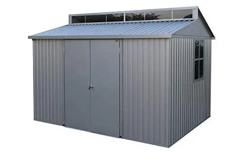 Produktbild: Duramax Aluminium Gartenhaus 10 x 8 (7.24 m²), langlebig und wasserdicht Lagerschuppen, mit Oberlicht, Fundament, Seitenfenster und abschließbaren Doppeltüren, Gartenhaus aus Aluminium