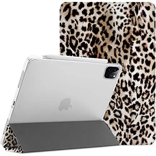 Produktbild: DuraSafe Cases für iPad PRO 11 3 2 Gen ( PRO 11 3. 2. ) A2377 A2459 A2301 A2460 A2228 A2068 A2230 A2231 A2013 Trifold Printed Hard PC Transparent Back Cover - Leopard