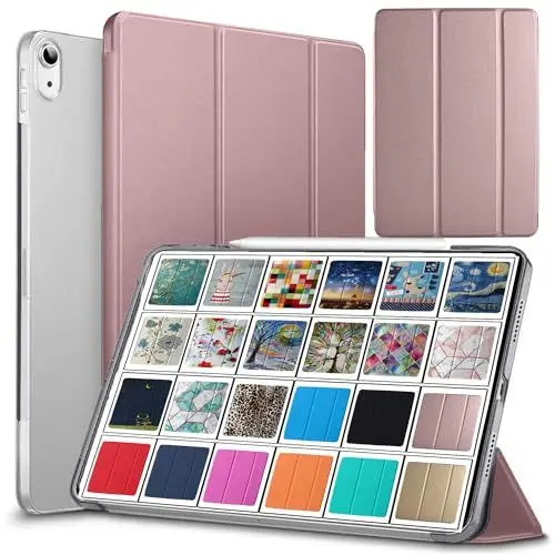 Produktbild: DuraSafe Cases für iPad PRO 12,9 3 Gen 2018 ( iPad 12,9 Zoll 3. ) A1876 A2014 A1895 A1983 Trifold Hard Smart PC Translucent Back Cover - Roségoldene
