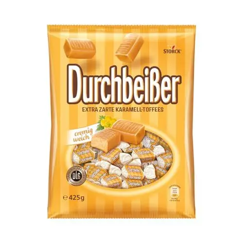 Produktbild: Durchbeißer – 1 x 425g – Karamell Toffees, extra zarte Karamell Bonbons