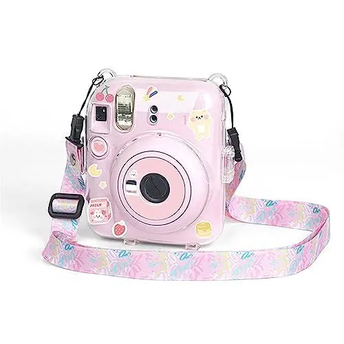 Produktbild: Durchsichtige Hülle für Fujifilm Fuji 12, Transparente Kameratasche mit Abnehmbarem Regenbogen-Schultergurt, Regensichere, Stoßfeste PC-Schutzhülle mit Fotoaufbewahrung