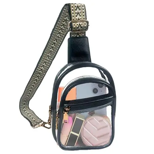 Produktbild: Durchsichtige Sling Chest Crossbody Bag,Transparente Schultertasche,Clear Brusttasche für Männer und Frauen,Umhängetasche Crossbag Tasche für Arbeit Sport Spiele Konzerte Shopping Reisen,Klar