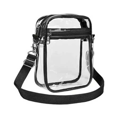 Produktbild: Durchsichtige Umhängetasche, Transparente PVC Geldbörse, Kulturbeutel Kulturtasche Stadiontasche mit Vordertasche für Musikfestivals, Konzerte
