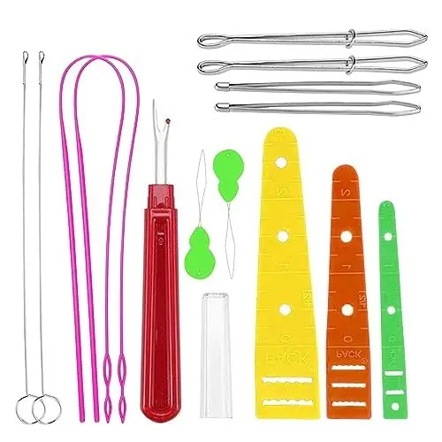 Produktbild: Durchziehnadel Set, 14PCS Einfädelhilfe Nadeleinfädler Gummiband Kordelzug Nadeln Einfädler Bodkin Flexibles Nadel Threader für DIY Nähnen Bastelbedarf Nähzubehör