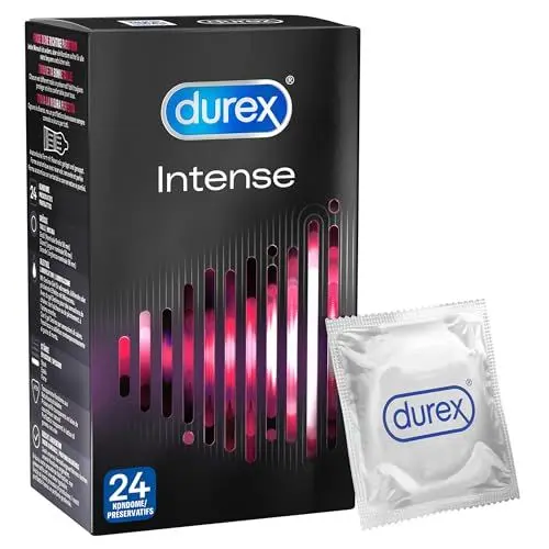 Produktbild: Durex Intense Orgasmic Kondome, Gerippte und genoppte Kondome mit Stimulationsgel (24er Pack)