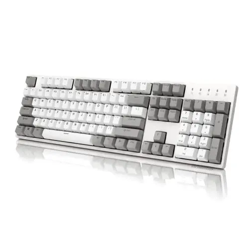 Produktbild: DURGOD Taurus k310 Vollformat Mechanische Gaming-Tastatur - 105 Tasten - Doppelschichtige PBT - USB Typ C - ISO UK Layout (White, Cherry Mx Clear)