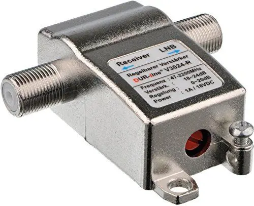 Produktbild: DUR-line® V3024-R - Regelbarer Inline Verstärker, Verstärkung 24 dB, für Sat und DVB-T2, 47-2200 MHz