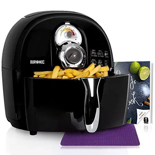 Produktbild: Duronic AF1 BK Heißluftfritteuse, Fritteuse mit 4,5 L Fassungsvermögen, Mini Backofen zum Dünsten, Backen und Frittieren ohne Öl, Airfryer mit 1500 W