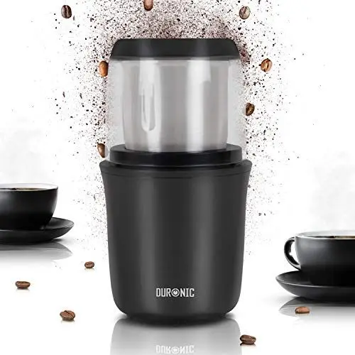 Produktbild: Duronic CG250 Kaffeemühle | 250 Watt elektrische Kaffemühle | Getreidemühle mit 75 g Fassungsvermögen | Coffee Grinder für Kaffeebohnen, Gewürze, Kräuter, Nüsse, Getreide | Mühle für gemahlenen Cafe