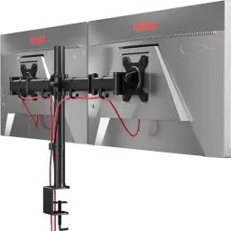 Produktbild: Duronic DM252 BK Monitor-Halterung 2 Monitore für 13-27 Zoll Flach & Curved Bildschirm-Halterung 8kg, Monitor Tischhalterung Höhenverstellbar Neigbar Schwenkbar Drehbar, Vesa Halterung, Monitor-Arm