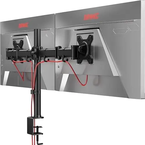 Produktbild: Duronic DM252 BK Monitor-Halterung 2 Monitore für 13-27 Zoll Flach & Curved Bildschirm-Halterung 8kg, Monitor Tischhalterung Höhenverstellbar Neigbar Schwenkbar Drehbar, Vesa Halterung, Monitor-Arm