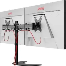 Produktbild: Duronic DM25D2 Monitor-Halterung 2 Monitore für 13-27 Zoll Flach & Curved Bildschirm-Halterung 8kg, Monitor Tischhalterung Höhenverstellbar Neigbar Schwenkbar Drehbar, Vesa Halterung, Monitor-Arm