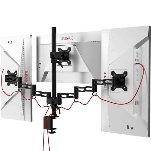 Produktbild: Duronic DM353 Arm für 3 Computermonitore | Dreifach-Monitorhalterung für PC mit Gelenk, VESA 75 100 | höhenverstellbar | drehbar neigbar und schwenkbar | Universelle Kompatibilität