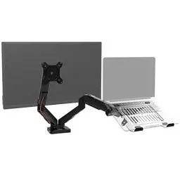 Produktbild: Duronic DMDCL1X1 Laptop- und Monitorhalterung | Ideal für Home Office | Monitor bis 27 Zoll | Display und Notebook bis 6,5 kg | Höhenverstellbar mit Gasdruckfeder | Pivot 360° | Bildschirm neigbar