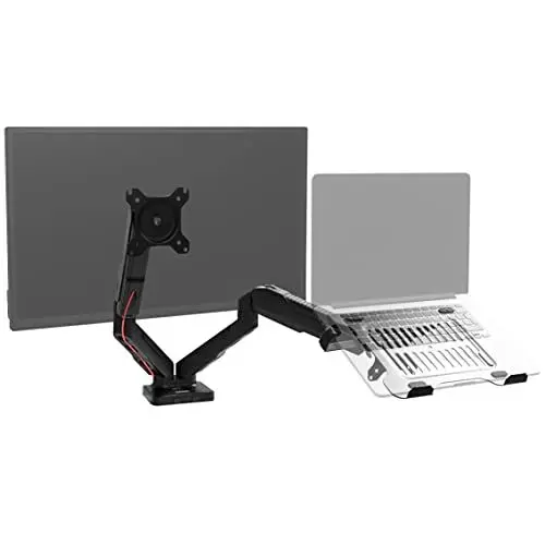 Produktbild: Duronic DMDCL1X1 Laptop- und Monitorhalterung | Ideal für Home Office | Monitor bis 27 Zoll | Display und Notebook bis 6,5 kg | Höhenverstellbar mit Gasdruckfeder | Pivot 360° | Bildschirm neigbar