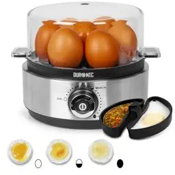 Produktbild: Duronic EB40 WE Eierkocher, Eierkocher für 7 Eier, 400 Watt Eierkocher, Härtegrad von weich bis hart, Überhitzungsschutz und Timer, Eierkocher mit Messbecher und Eipick, Frühstücksei für Familie