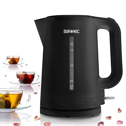 Produktbild: Duronic EK17 BK Wasserkocher - 1,7l Fassungsvermögen - 2200 Watt - Schnellkochend - Basis mit kabellosem Wasserkocher - Automatische Abschaltung - Zeitgemäßes Design - Schwarz