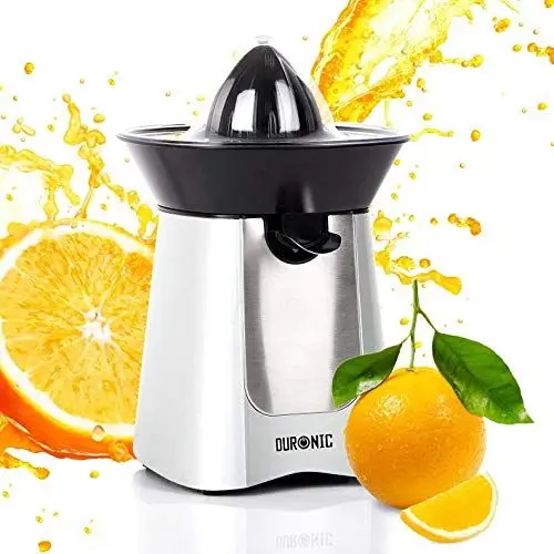 Produktbild: Duronic JE6 SR Saftpresse elektrisch 100W, Zitronenpresse, Zitruspresse 2 Kegel, Orangenpresse, hohe Saftgewinnung, Edelstahl Fruchtpresse mit Sieb, Citrus juicer, Orangensaftpresse, Limepresse