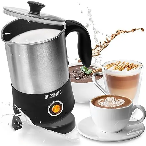 Produktbild: Duronic MF300 elektrischer Milchaufschäumer, 400ml Behälter Milchaufschäumer Induktion, automatischer Milchschäumer, heißer und kalter Milchschaum für Kaffee, Cappuccino, Latte und Kakao, Edelstahl
